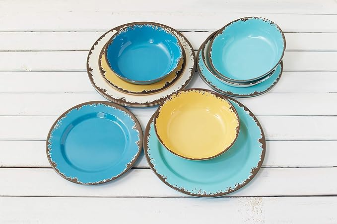 Fox Run Melamine Dinnerware Set Multicolor 12 Piece
