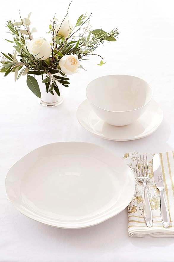 Portmeirion Sophie Conran Arbor Organic Shape Stoneware 4 Piece Place Setting Service for 1 Creamy White