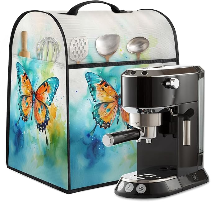 Kitchen Aid Mixer Cover Watercolor Butterfly Animal Stand Mixer Cover Compatible with 6-8 Quarts Stand Mixers Dust Covers with Zipper Pocket Foldable Washable Kitchen Aid Organizer Bag
