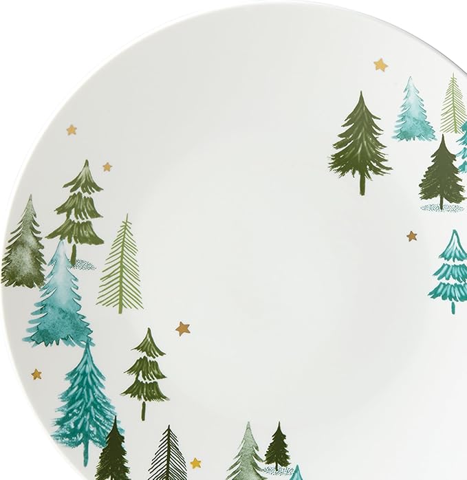 Lenox 880068 Balsam Lane 4-Piece Dinner Plate Set(Green) Christmas Drinkware Holiday Hosting