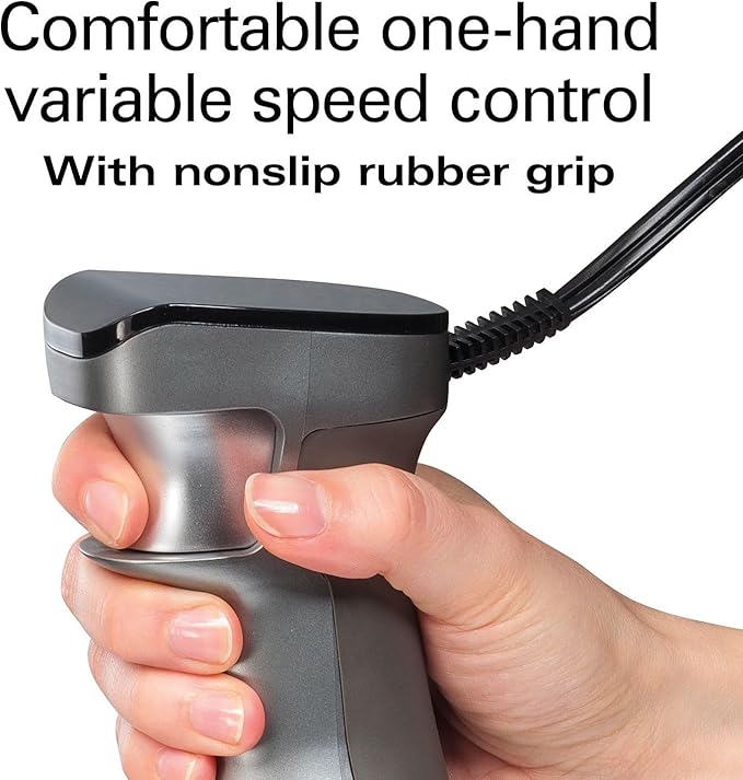 Professional Variable Speed Hand Blender with Ergonomic Soft Grip 225 Watt Motor Extra Long 8-Inch Stainless Steel Blending Shaft Integrated Splash Guard Dishwasher Safe Detachable Parts for Soups
