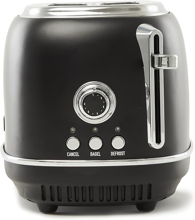 Haden Heritage 2 Slice Wide Slot Stainless Steel Toaster with Adjustable Browning Control &amp Non-Slip Feet Black &amp Chrome