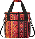Ethnic Aztec Coffee Maker Carrying Bag Vintage Striped Pattern Travel Storage Bag Compatible with K-Mini or K-Mini Plus Single Serve Coffee Brewer Carrying Case with Pockets &amp Shoulder Strap