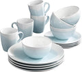American Atelier Oasis Dinnerware Set – 16-Piece Stoneware Party Collection w/ 4 Dinner Salad Plates 4 Bowls &amp 4 Mugs – Unique Gift Idea 10.5x10.5 Mint New