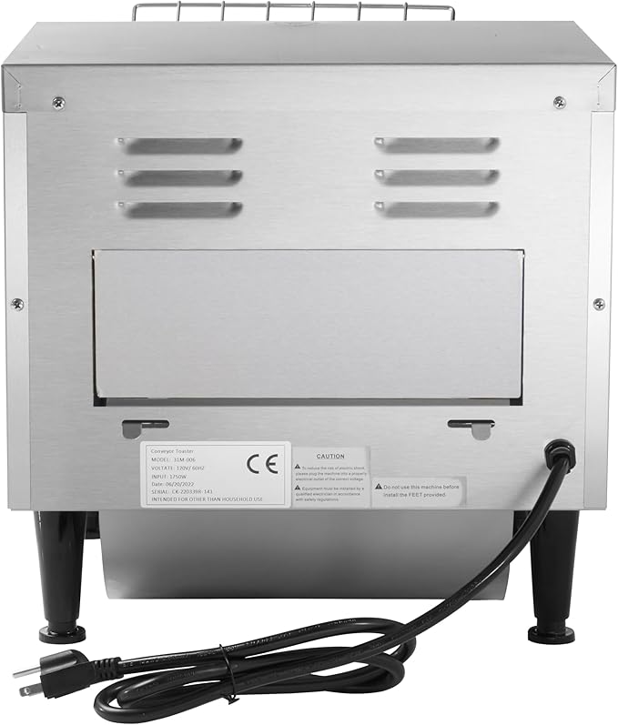 Commercial Conveyor Toaster Stainless Steel Countertop Toaster Toasts 300 Slices of Bread per Hour 10.5 Wide Conveyor Toasts 2 Slices of Bread At Once 120V 1750W