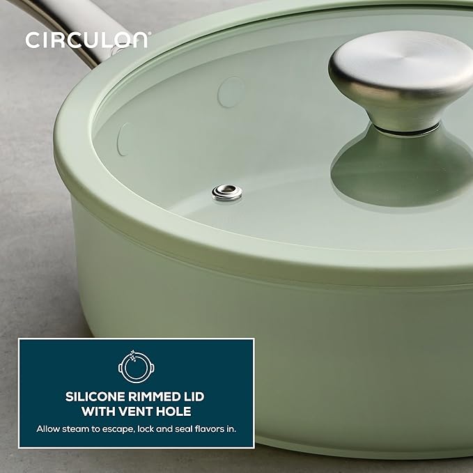 Circulon Halo Ceramic Nonstick Induction Suitable Oven Safe 10-Piece Set Dishwasher Safe - Sage