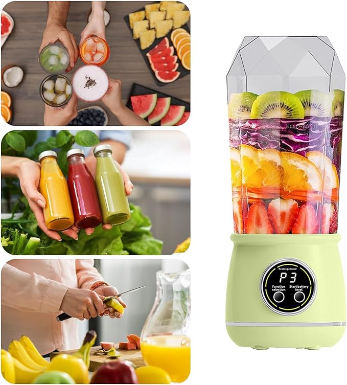 Personal Blender - 550ML Portable Cordless Powerful High Speed Blades Feature Leakproof Travel Feature Kitchen Appliances Equipment Clear Bottle Gym Camping Fruits Vegetables