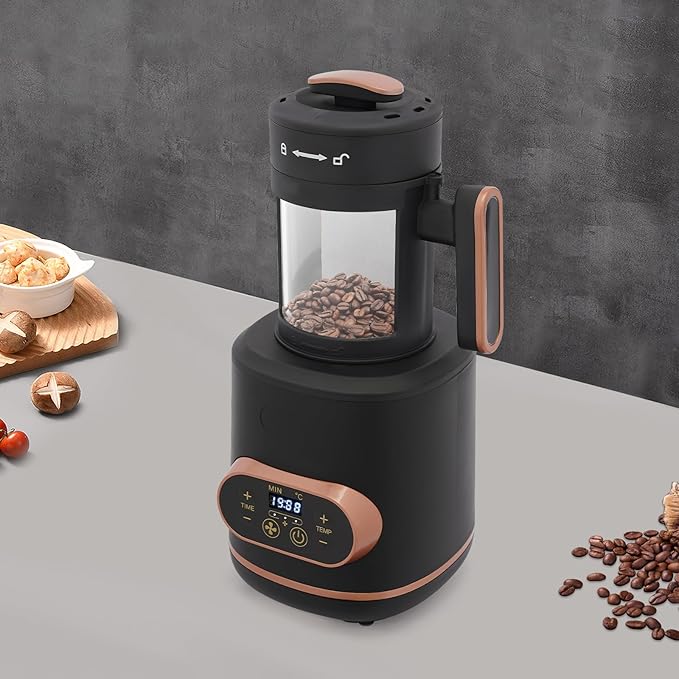mignonnememe Coffee Roaster 100g Capacity Coffee Roasting Machine Electric Roaster 1500W Speed Roasting System Home Use Coffee Bean Roaster Black