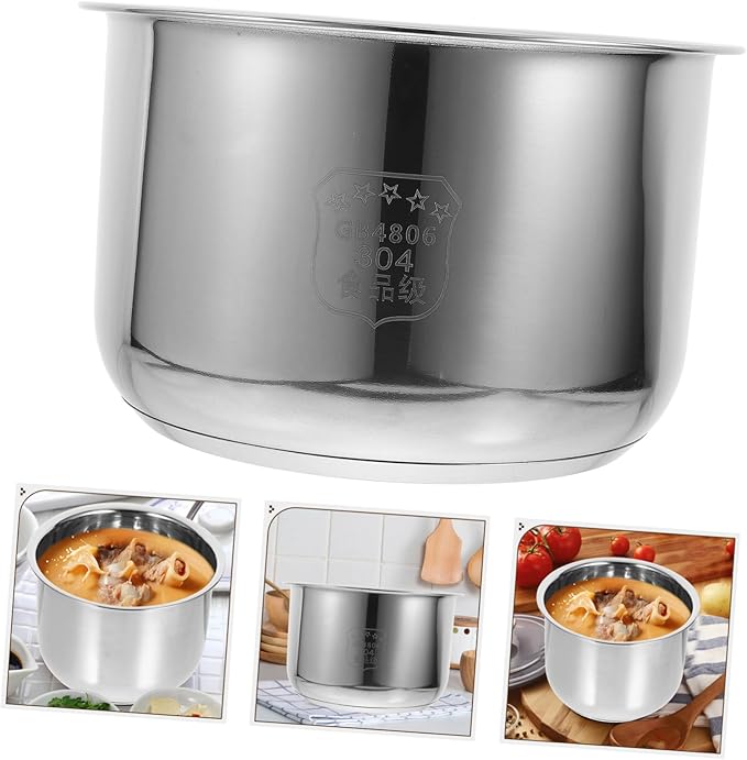 UPKOCH Inner Cooking Pot 3L Stainless Steel Pot for Rice Cooker and Rice Cooker Liner Rice Cooking Container Rice Maker Accessories for Rice Maker Cooker