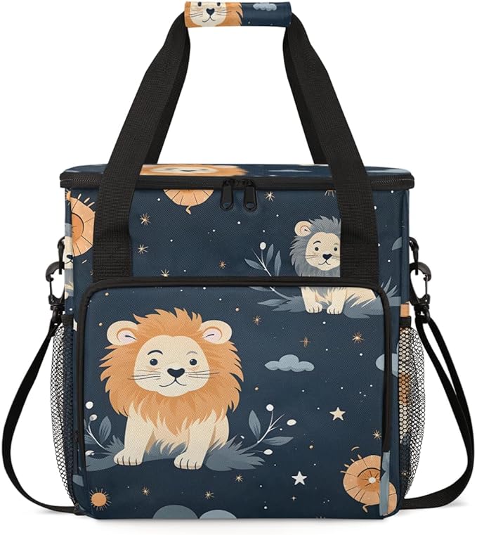 Cute Lion Coffee Maker Carrying Bag Cartoon Lion Travel Storage Bag Compatible with K-Mini or K-Mini Plus Single Serve Coffee Brewer Carrying Case with Multiple Pockets &amp Shoulder Strap