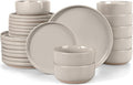 LIANYU Dinnerware Dishes Sets for 8 24-Piece Stoneware Dinner Set Ceramic Dining Bowls and Plates Crafted at 2400℉ Scratch Resistant Microwave &amp Dishwasher Safe Milky Brown