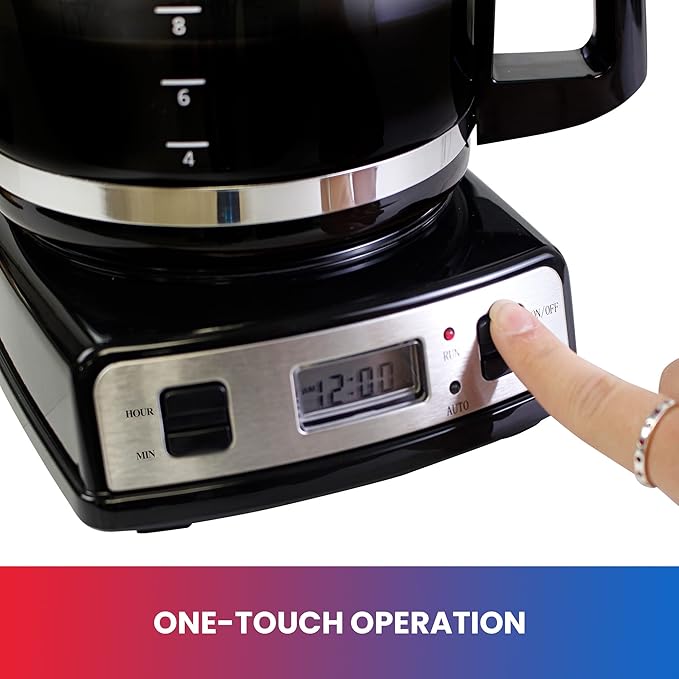 Total Chef Drip Coffee Maker - 12-Cup Programmable Coffee Machine With Glass Pot Pause and Pour Auto Shut-Off Large Water Reservoir Reusable Filter Dishwasher Safe Carafe Percoladora de Café