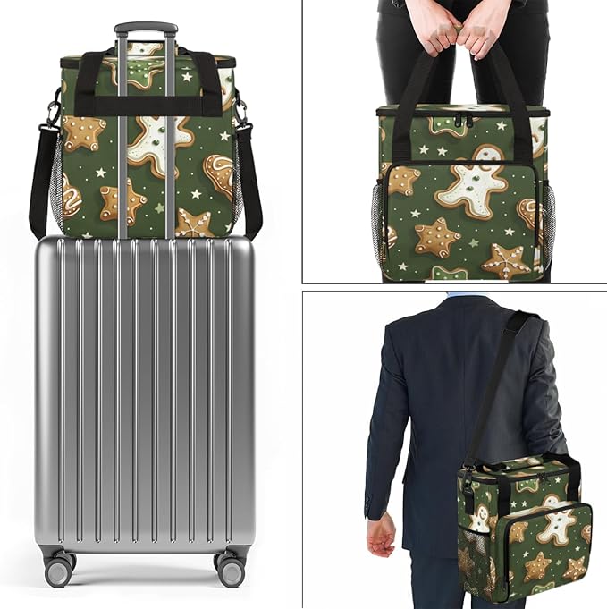 Graffiti Gingerbread Man Coffee Maker Carrying Bag Travel Storage Bag Compatible with K-Mini or K-Mini Plus Single Serve Coffee Brewer Carrying Case with Multiple Pockets &amp Shoulder Strap