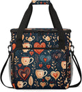 Coffee Heart Leaf Coffee Maker Travel Bag for Keurig K-Mini/K-Mini Plus Insulated Waterproof Tote with Pockets for K-Cup Portable Single-Serve Brewer Case