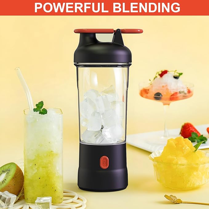 Portable Blender 25oz Personal Blender for Smoothies and Shakes with 6 Blades USB C Rechargeable Mini Personal Size BlendersFruit Juice Mixer for Home/Office/Travel/Gym (Black)