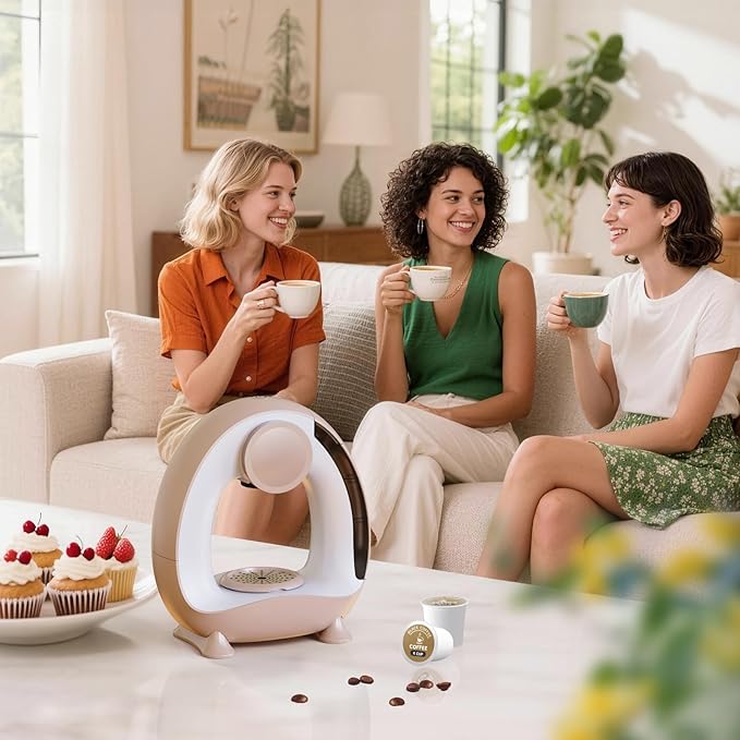 3 in 1 Single Serve Coffee Maker for K CupGround Coffee and Tea Leaves1400W 20s Fast Heating Mini K Cup Coffee BrewerOne Button Operationfor Small Spaces-Glass not included