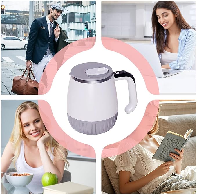 Self Stirring Coffee Mug - Mixing Blending Tumbler with Lid | Automatic Magnetic Stirring Coffee Cup for Milk Tea Beverage Chocolate Cafe Kitchen Desk Camping Travel