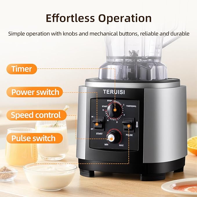 Commercial Blender 2200W 2.95 HP Professional Blender with Quiet PC Sound Enclosure 140 Oz / 4L Large Heavy Duty Blenders with 9 Speeds Timer Self-Cleaning 5 Presets For Shake and Smoothie