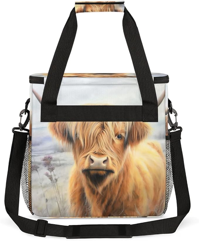 Coffee Maker Carrying Bag Highland Cow Single Cup Coffee Maker Travel Bag Compatible with Keurig K-Mini or K-Mini Plus Portable Storage Bag with Shoulder StrapAZ-195