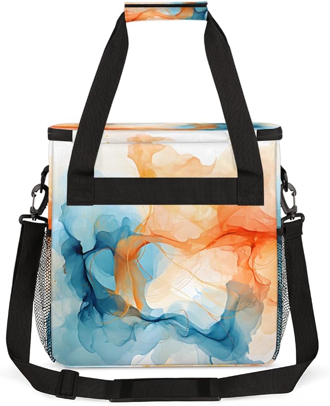 Tie Dyeing Coffee Maker Carrying Bag Orange Blue Travel Storage Bag Compatible with K-Mini or K-Mini Plus Single Serve Coffee Brewer Carrying Case with Multiple Pockets &amp Shoulder Strap