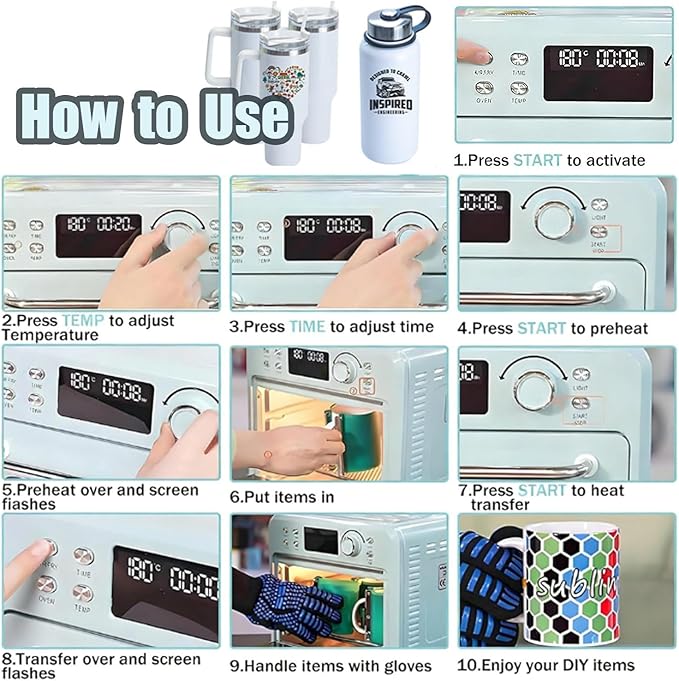 Sublimation Oven Machine with Digital Display Intuitive OperationConvection Oven for Sublimation Blanks Tumblers Mugs Cups Water Bottles Bulk Transfer 16L