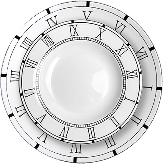 12 Piece Roman Clock Pattern Porcelain Dinnerware Set Luxury Dishes Set for 6 Dishwasher Safe Great for Party Wedding Housewarming and Hotel
