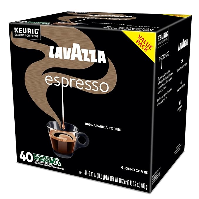 Lavazza Espresso Single-Serve Keurig K-Cup Pods Medium Roast Coffee 40-Count Box