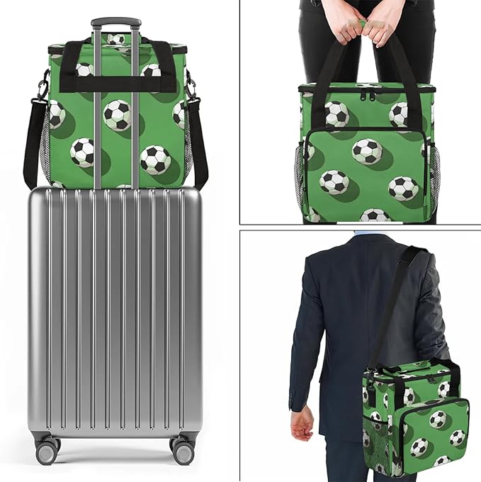 Soccer Ball Travel Coffee Maker Carrying Bag Large Organizer Storage Tote Bag Insulated Reusable Cooler Grocery Bags