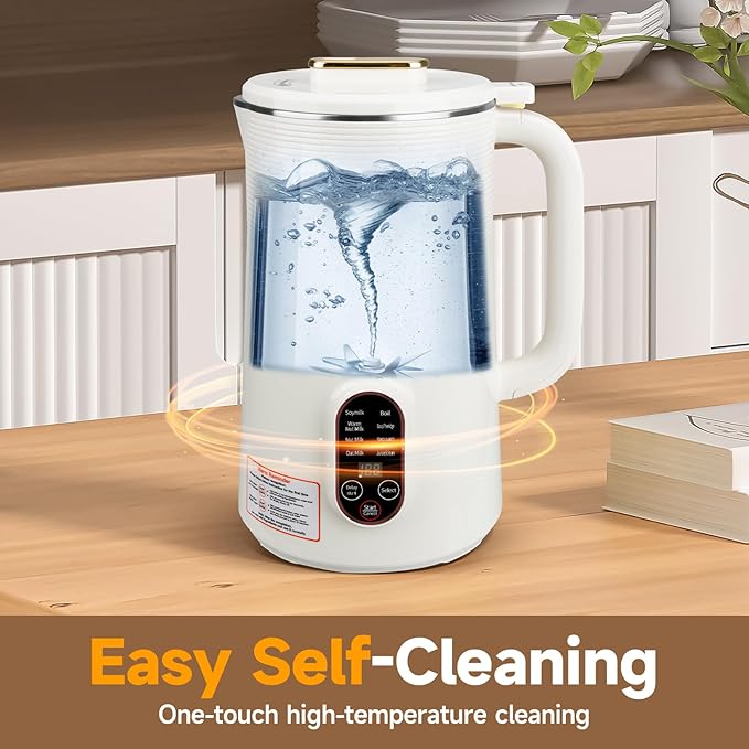 10 in 1 Almond Milk Maker &amp Nut Milk Maker Machine 35oz Automatic Soy Oat Coconut Milk Juice &amp Porridge Maker with 8 Blades Delay Start Keep Warm Boil Water Self-Cleaning Cream