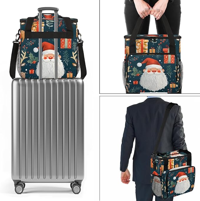 Glowing Santa Claus Coffee Maker Carrying Bag Portable Travel Storage Tote Bag Compatible with K-Mini or K-Mini Plus Single Serve Coffee Brewer Carrying Case with Multiple Pockets &amp Shoulder Str