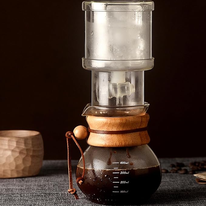 Ice Drip Coffee Maker 400ml Large Capacity Ice Drip Coffee Maker Clear Glass Cold Brew Coffee Maker Set with Adjustable Water Flowing for Household Tea Room 400ml