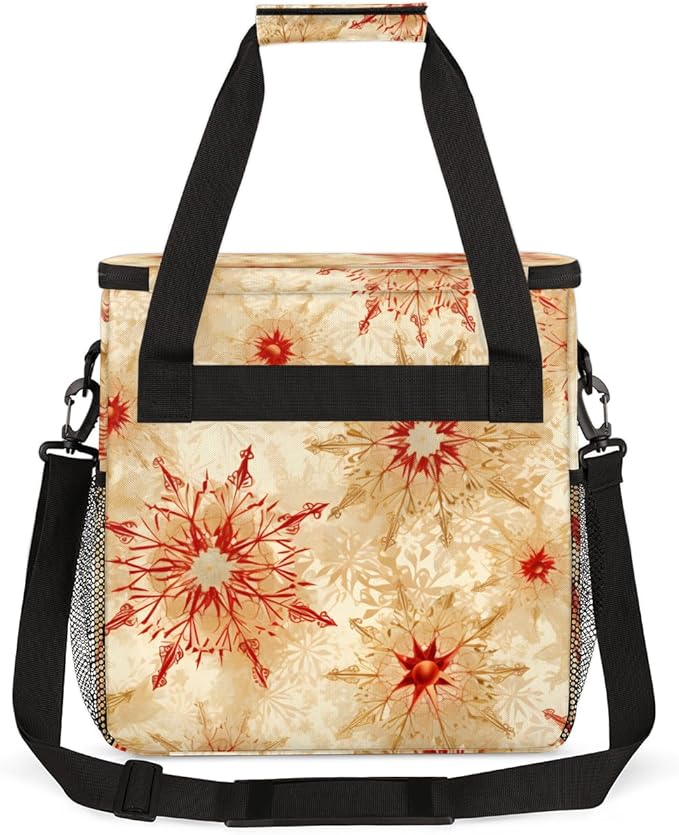Xmas Snowflakes Coffee Maker Carrying Bag Abstract Snowflakes Travel Storage Bag Compatible with K-Mini or K-Mini Plus Single Serve Coffee Brewer Carrying Case with Multiple Pockets &amp Shoulder S