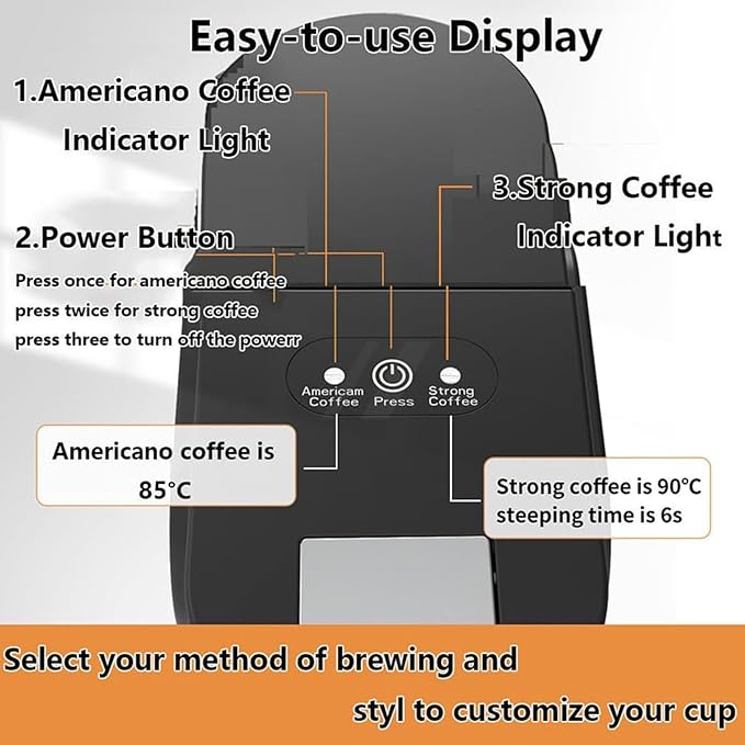 Capsule Coffee Machine Mini Espresso Machine Smart Dual Mode with 3000l Water Tank 3 Height Adjustable Cup Holder(119/143/175mm) for K-Cup Capsules Cappuccino