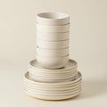 Casafina Ceramic Stoneware 18-Piece Place Setting Service for 6 with Cereal Bowls - Pacifica Collection Vanilla | Microwave &amp Dishwasher Safe Dinnerware Set | Food Safe Restaurant Quality Tablewa