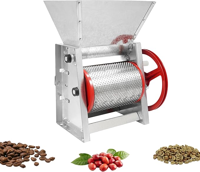 Coffee Bean Roaster Machine Fresh Coffee Bean Peeling Machine Semi-Automatic &amp Manual Beans Shelling Machine with Handle 304 Stainless Double Discharge Ports for Shops Farms Homes Use