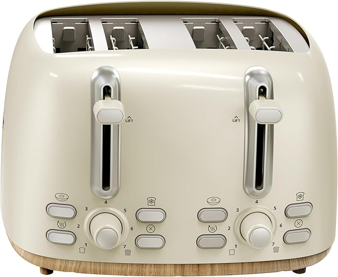 Oster 4-Slice Toaster with Extra Wide Slots Bagel Toaster Oat Milk