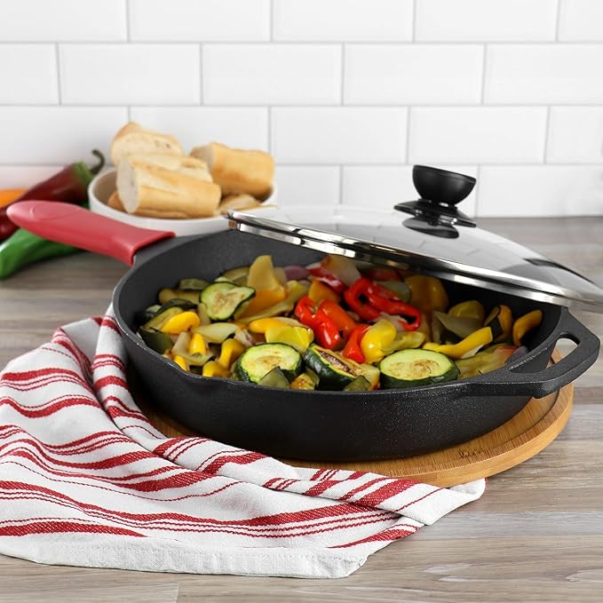 5-Piece Cast Iron Cookware Set – Pre-Seasoned Pots and Pans for Stove Oven &amp Grill – Durable Oven-Safe Kitchen Cookware for Sautéing Frying Roasting &amp Baking