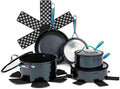 12-Piece Non-Stick Aluminum Cookware Set with Induction Base Oven Safe Black Finish (Black &amp Rainbow)