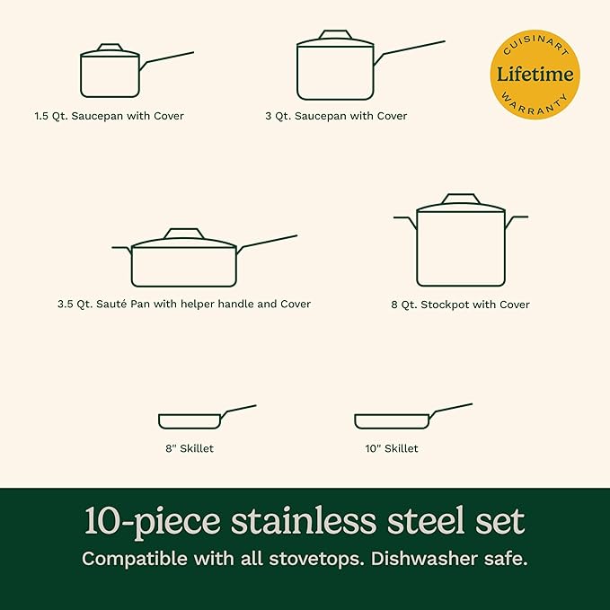 Cuisinart 77-10P1 10-Piece Chef's-Classic-Stainless Collection Cookware Set