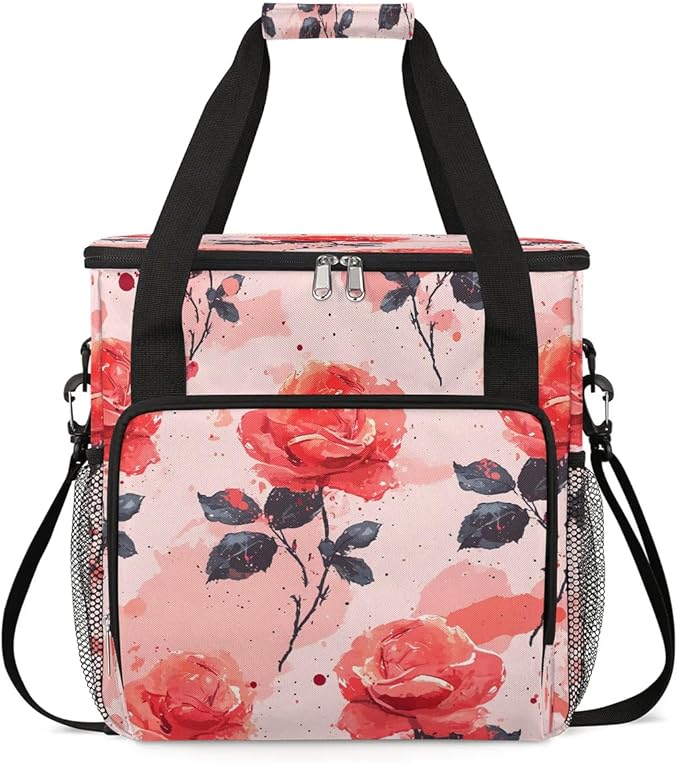 Flower Rose Coffee Maker Travel Bag for K-Mini or K-Mini Plus Single Serve Coffee Brewer Portable Storage Tote Case for Tarvel