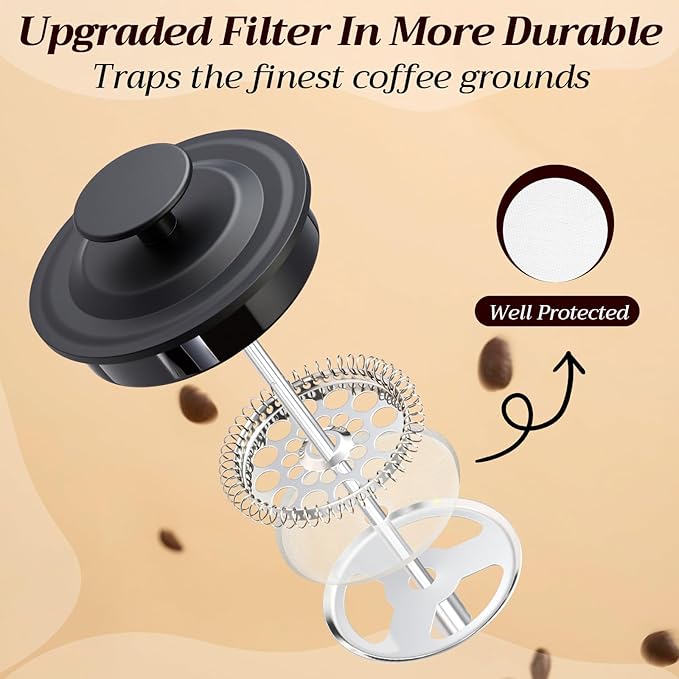 LemonRoad 4 Pack French Press Coffee Maker Borosilicate Glass Coffee Press Heat Resistant Stainless Steel Tea Maker for Travel Camping Kitchen Gifts Includes Pot Filters(12oz)
