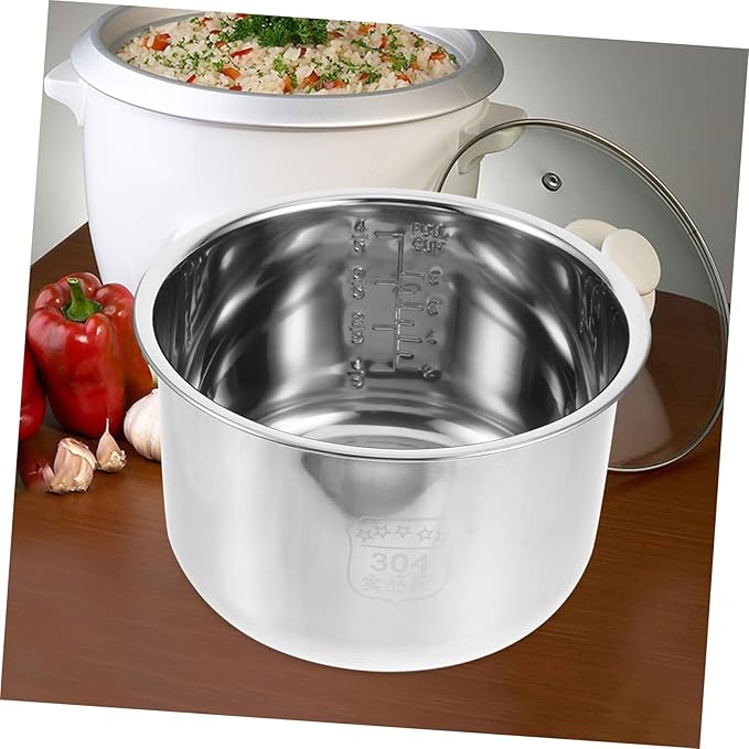 BESPORTBLE Stainless Steel Rice Pressure Cooker - 10 Cup Cooker Liner Container Ceramics Thicken
