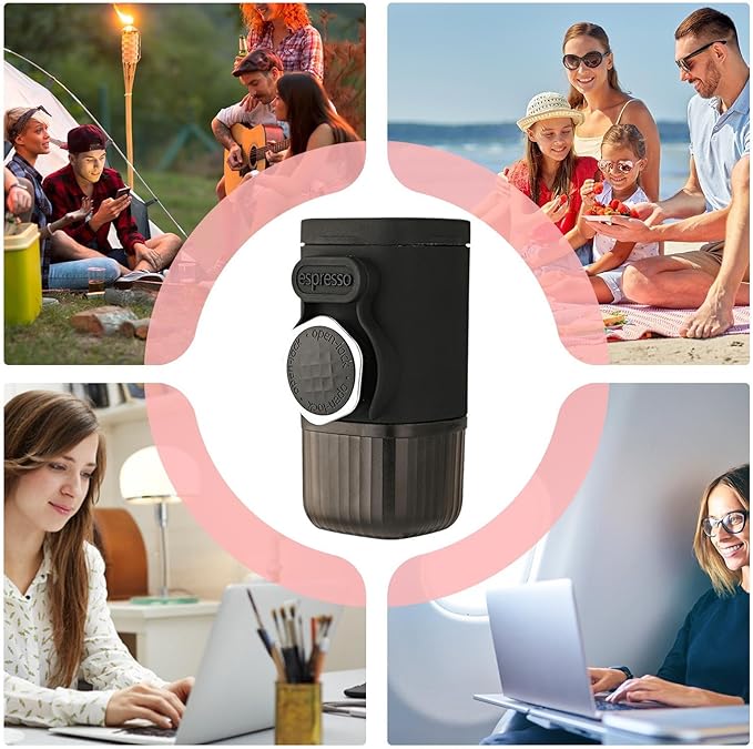 Portable Travel Coffee Maker Car Coffees Makers 1.46x1.1 Inches Machine with Hand-Pressed Grinder Reusable Coffee Maker Coffees Makers with Durable Build for Kitchen Camping and Outdoor Use