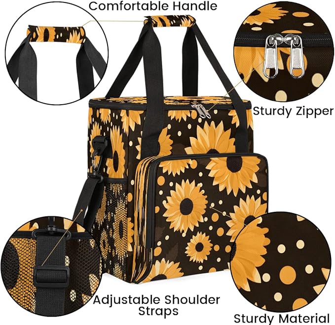 Abstract Sunflower Black Coffee Maker Travel Bag for K-Mini or K-Mini Plus Single Serve Coffee Brewer Portable Storage Tote Case for Tarvel