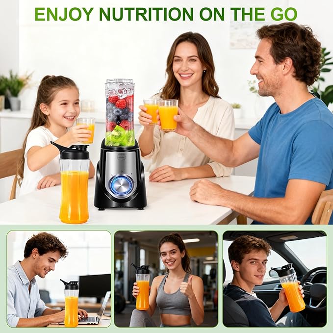 MIAOKE 2026 Upgrade 600 ML Smoothie Blender32000 RPM Smoothie Blender 10s Juicing fro Ice Crushing &amp Milkshakes BPA-Free Detachable 6-Leaf. Portable Shaker Cups fro Protein Shakes