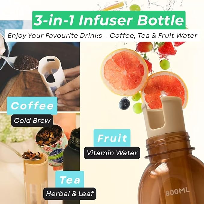WEMUG Portable Cold Brew Maker 18.6 oz Modern Simple design Leak Proof Ultra Light BPA-Free Durable Plastic 365 (black)