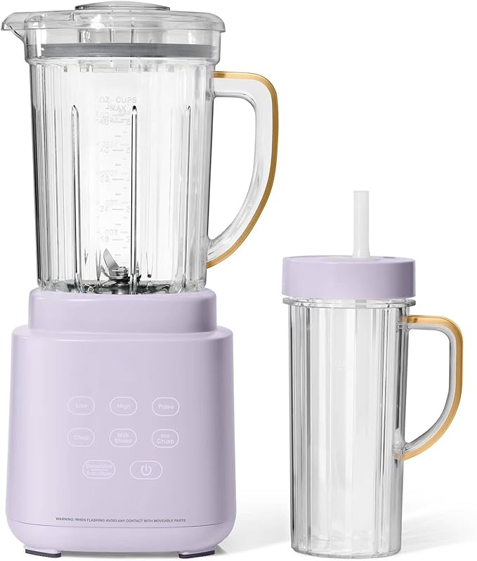 High Power Countertop Blender System with Multiple Speeds Ice Crushing Smoothie and Chopping Functions 50 oz Jar and 20 oz Single Serve Cup (Lavender)