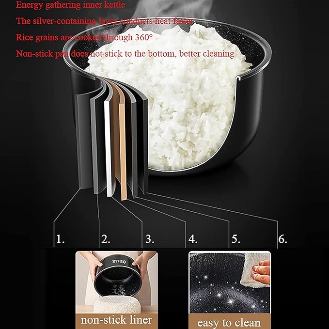 Rice Cooker Household Multi-Function Rice Cooker 6-Layer Thicken Non-Stick Liner24H Reservation and Heat Preservation
