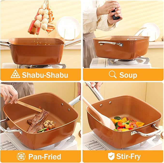 Stainless Steel Cookware Set for Home Chip Frying Pots and Pans Set Set of 4 Stainless Steel Non-stick Multifunctional Frying Pan Non Stick Frying Pans for Oven Dishwasher Safe
