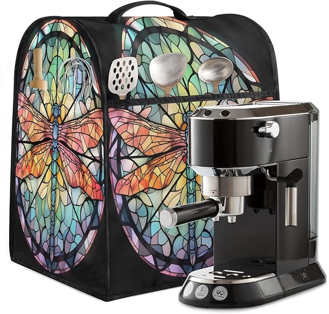 cfpolar Kitchen Aid Mixer Cover Compatible with 6-8 Quarts Animal Dragonfly Glass Painting Stand Mixer Cover Kitchen Aid Mixers Accessories Appliance Organizer Bag Dust Covers with Zipper Pocket